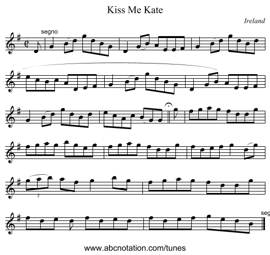 Kiss Me Kate - staff notation