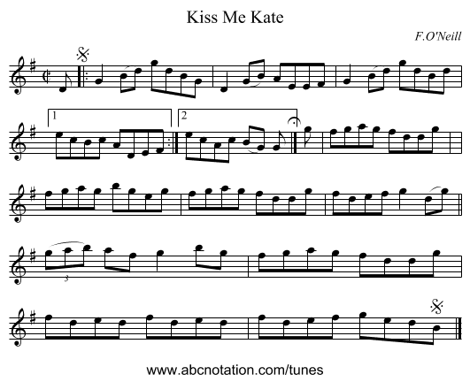 Kiss Me Kate - staff notation
