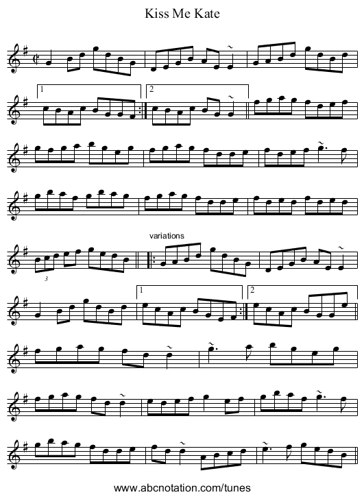 Kiss Me Kate - staff notation