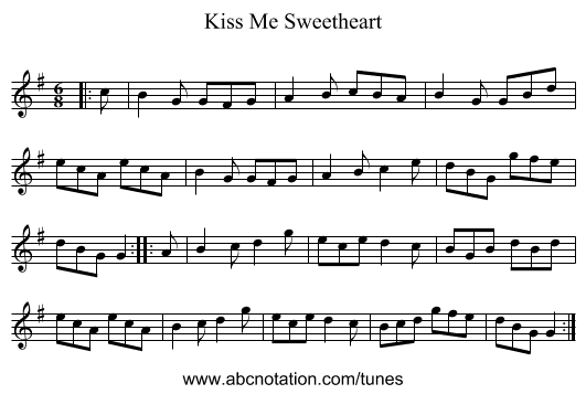Kiss Me Sweetheart - staff notation