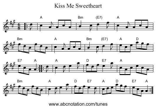 Kiss Me Sweetheart - staff notation