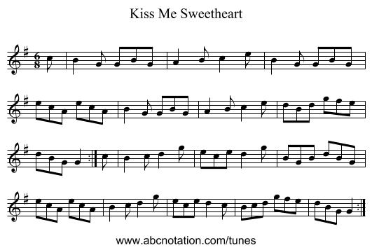 Kiss Me Sweetheart - staff notation