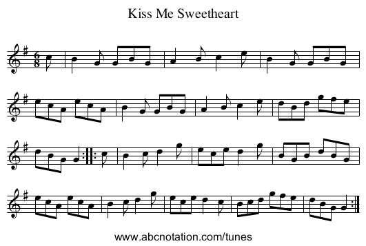 Kiss Me Sweetheart - staff notation