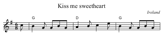 Kiss me sweetheart - staff notation