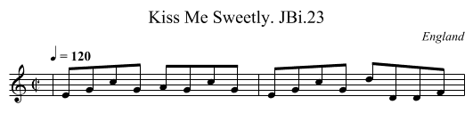 Kiss Me Sweetly. JBi.23 - staff notation