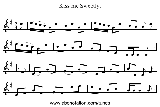 Kiss me Sweetly. - staff notation