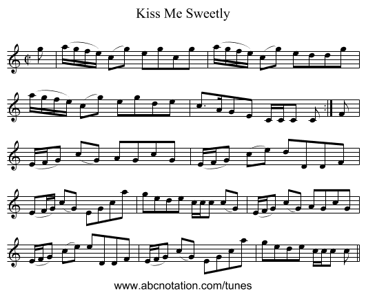Kiss Me Sweetly - staff notation