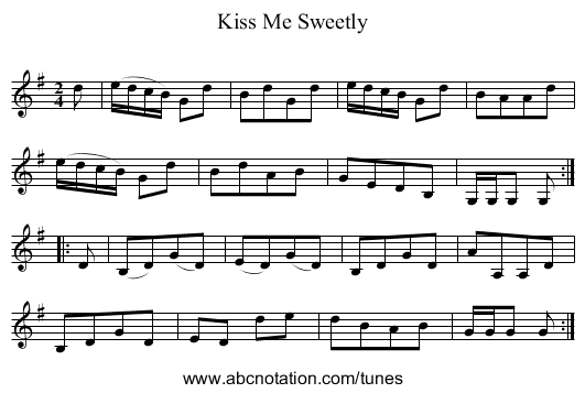 Kiss Me Sweetly - staff notation