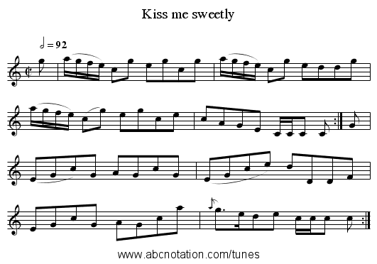 Kiss me sweetly - staff notation