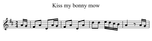 Kiss my bonny mow - staff notation