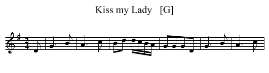 Kiss my Lady   [G] - staff notation