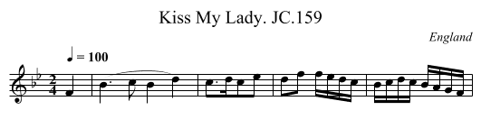 Kiss My Lady. JC.159 - staff notation