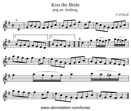 Kiss the Bride - staff notation