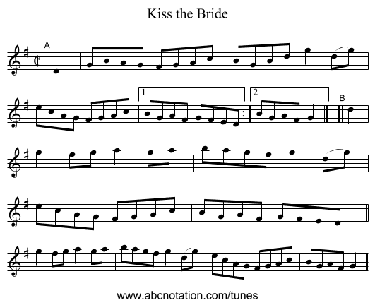 Kiss the Bride - staff notation