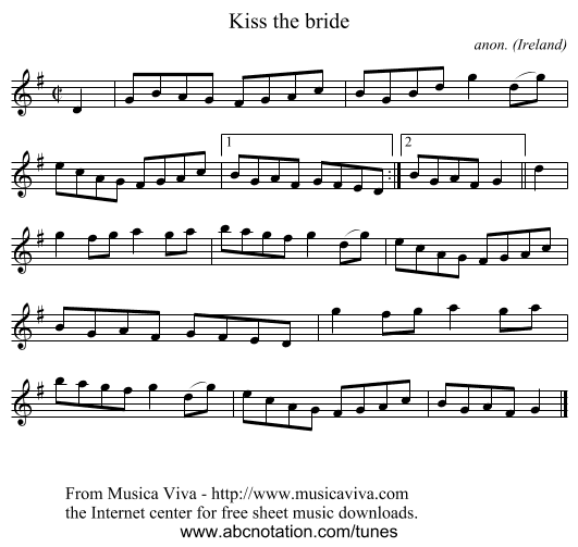 Kiss the bride - staff notation