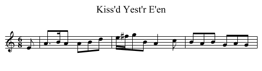 Kiss'd Yest'r E'en - staff notation