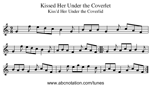 Kissed Her Under the Coverlet - staff notation