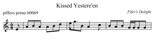 Kissed Yestere'en - staff notation