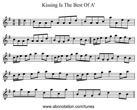 Kissing Is The Best Of A' - staff notation