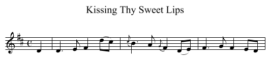 Kissing Thy Sweet Lips - staff notation