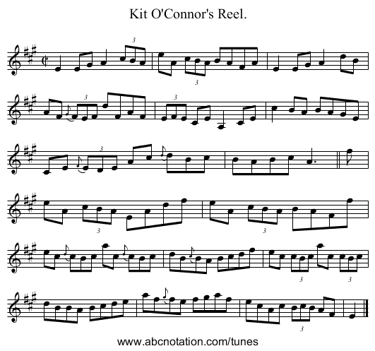 Kit O'Connor's Reel. - staff notation