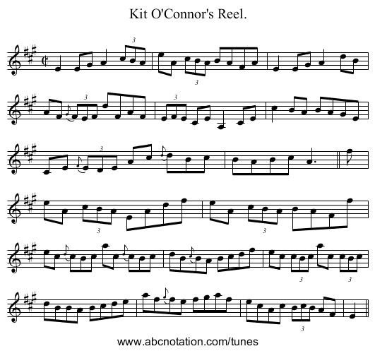 Kit O'Connor's Reel. - staff notation