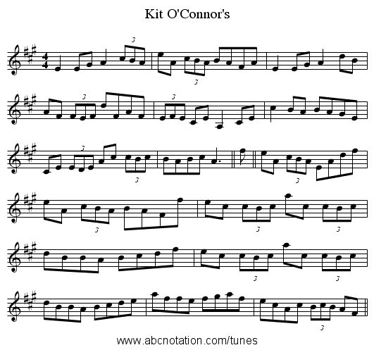 Kit O'Connor's - staff notation