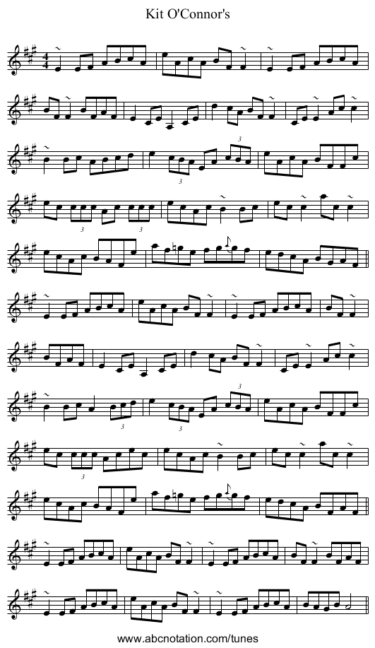 Kit O'Connor's - staff notation