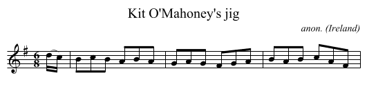 Kit O'Mahoney's jig - staff notation