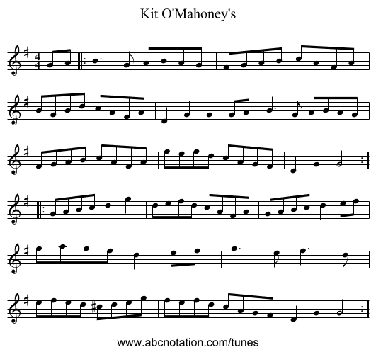 Kit O'Mahoney's - staff notation