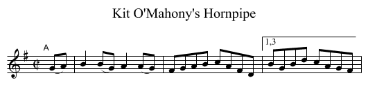 Kit O'Mahony's Hornpipe - staff notation