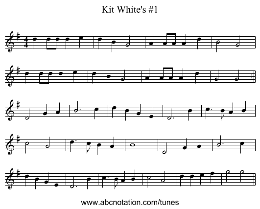 Kit White's #1 - staff notation