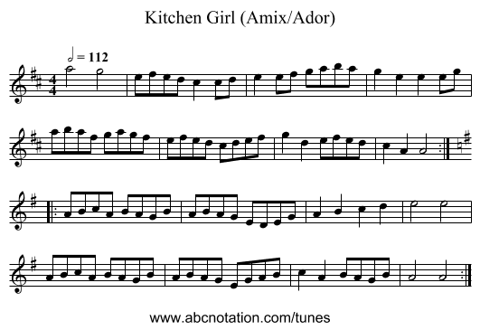 Kitchen Girl (Amix/Ador) - staff notation