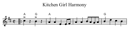 Kitchen Girl Harmony - staff notation