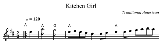Kitchen Girl - staff notation