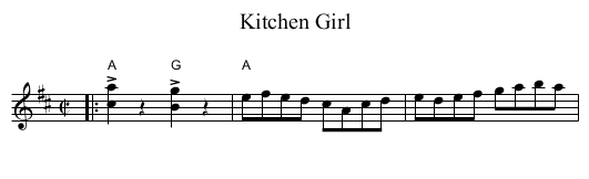 Kitchen Girl - staff notation