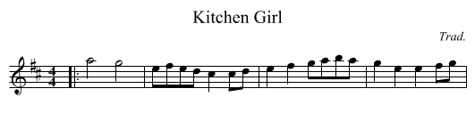 Kitchen Girl - staff notation