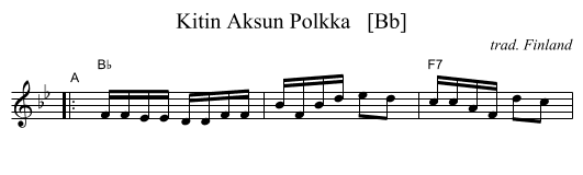 Kitin Aksun Polkka   [Bb] - staff notation