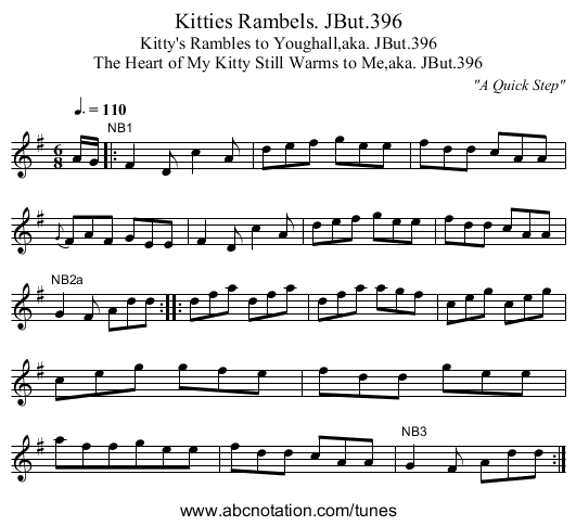 Kitties Rambels. JBut.396 - staff notation