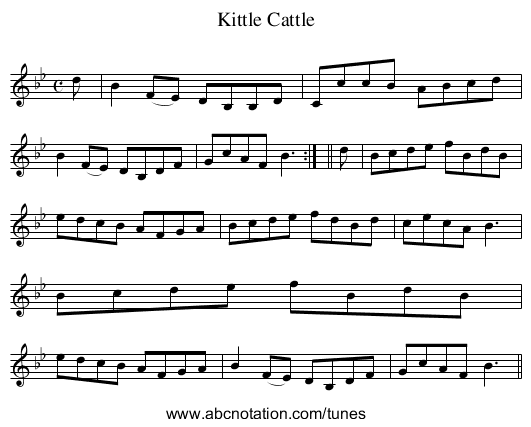 Kittle Cattle - staff notation