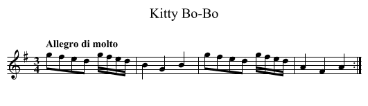 Kitty Bo-Bo - staff notation