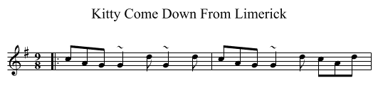 Kitty Come Down From Limerick - staff notation