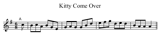 Kitty Come Over - staff notation