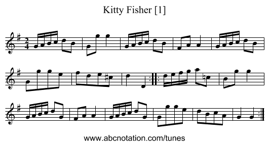 Kitty Fisher [1] - staff notation