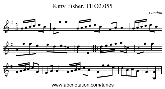 Kitty Fisher. THO2.055 - staff notation