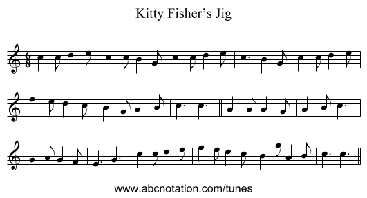 Kitty Fisher’s Jig - staff notation