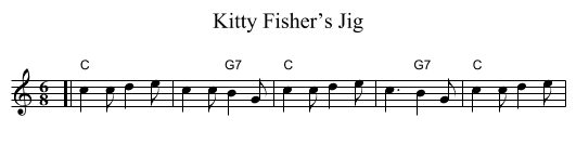 Kitty Fisher’s Jig - staff notation