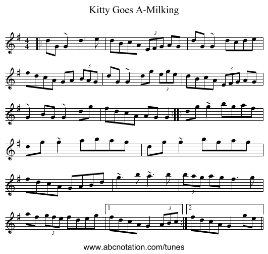 Kitty Goes A-Milking - staff notation