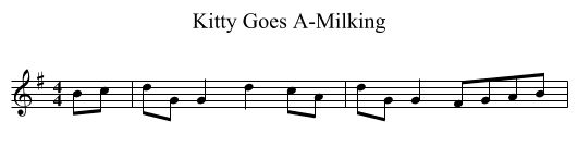 Kitty Goes A-Milking - staff notation