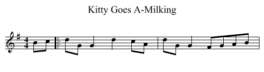 Kitty Goes A-Milking - staff notation
